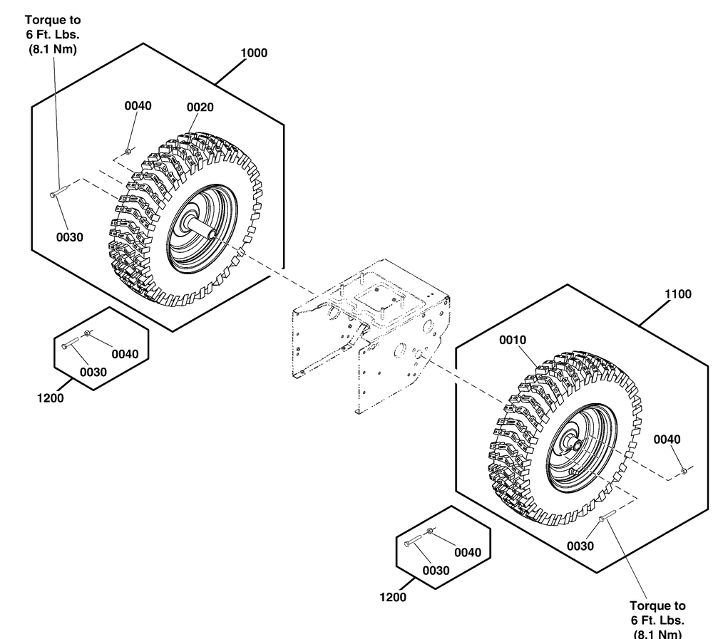 Wheel And Tire Group Diagram and Parts List for 1696951-00-H1728E  Briggs and Stratton Snow Blower